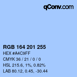Color code: RGB 164 201 255 | qconv.com