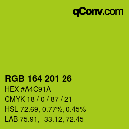 颜色代码: RGB 164 201 26 | qconv.com