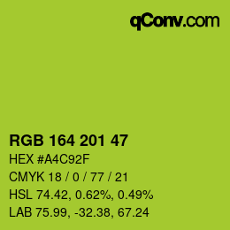 Color code: RGB 164 201 47 | qconv.com