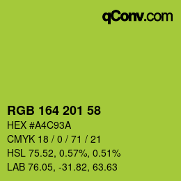 Color code: RGB 164 201 58 | qconv.com