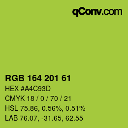 Color code: RGB 164 201 61 | qconv.com