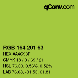 Color code: RGB 164 201 63 | qconv.com