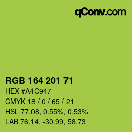 Color code: RGB 164 201 71 | qconv.com