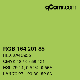 Color code: RGB 164 201 85 | qconv.com