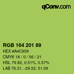Color code: RGB 164 201 89 | qconv.com