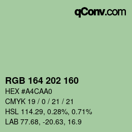 颜色代码: RGB 164 202 160 | qconv.com