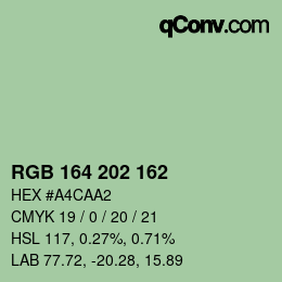 Color code: RGB 164 202 162 | qconv.com