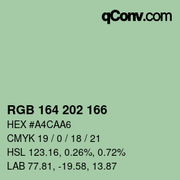 カラーコード: RGB 164 202 166 | qconv.com