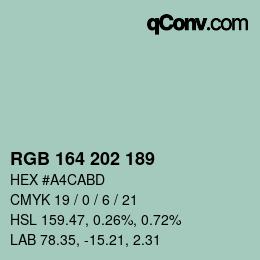 カラーコード: RGB 164 202 189 | qconv.com