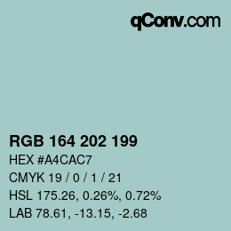 Color code: RGB 164 202 199 | qconv.com