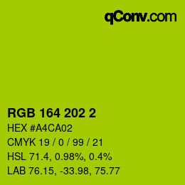 カラーコード: RGB 164 202 2 | qconv.com