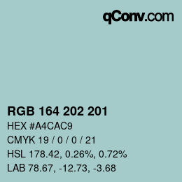 Color code: RGB 164 202 201 | qconv.com