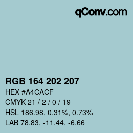 Color code: RGB 164 202 207 | qconv.com