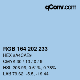 Color code: RGB 164 202 233 | qconv.com