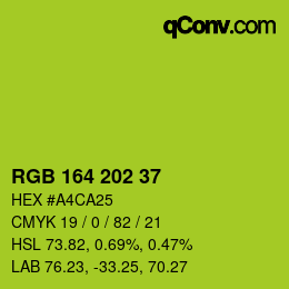 Color code: RGB 164 202 37 | qconv.com