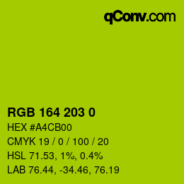 Color code: RGB 164 203 0 | qconv.com