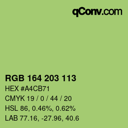 Color code: RGB 164 203 113 | qconv.com