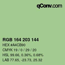 颜色代码: RGB 164 203 144 | qconv.com