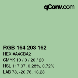 Color code: RGB 164 203 162 | qconv.com