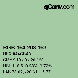 カラーコード: RGB 164 203 163 | qconv.com