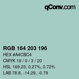 Color code: RGB 164 203 196 | qconv.com