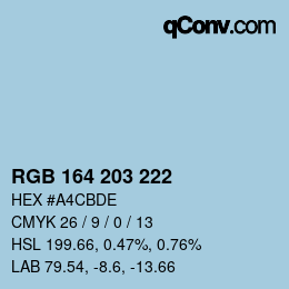 Color code: RGB 164 203 222 | qconv.com