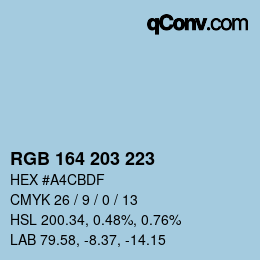 Color code: RGB 164 203 223 | qconv.com