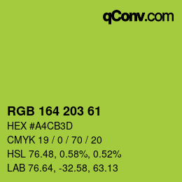 Color code: RGB 164 203 61 | qconv.com
