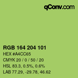 Color code: RGB 164 204 101 | qconv.com