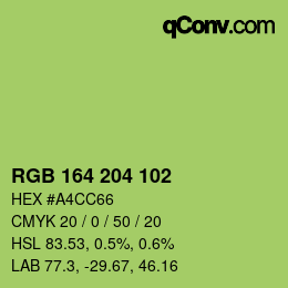 カラーコード: RGB 164 204 102 | qconv.com