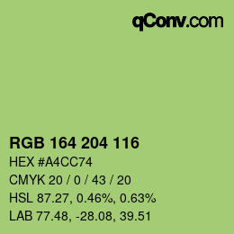 Color code: RGB 164 204 116 | qconv.com