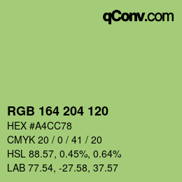 颜色代码: RGB 164 204 120 | qconv.com