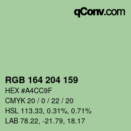 颜色代码: RGB 164 204 159 | qconv.com