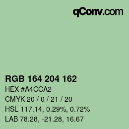 Color code: RGB 164 204 162 | qconv.com