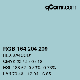 Color code: RGB 164 204 209 | qconv.com