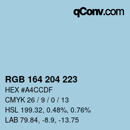 Color code: RGB 164 204 223 | qconv.com