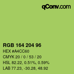 Color code: RGB 164 204 96 | qconv.com