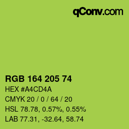 Color code: RGB 164 205 74 | qconv.com