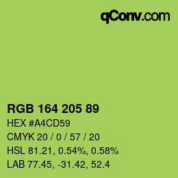 Color code: RGB 164 205 89 | qconv.com