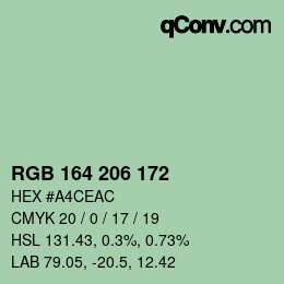 カラーコード: RGB 164 206 172 | qconv.com