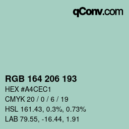 カラーコード: RGB 164 206 193 | qconv.com
