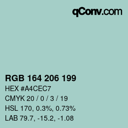 Color code: RGB 164 206 199 | qconv.com