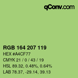 カラーコード: RGB 164 207 119 | qconv.com