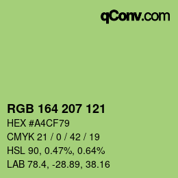 Color code: RGB 164 207 121 | qconv.com