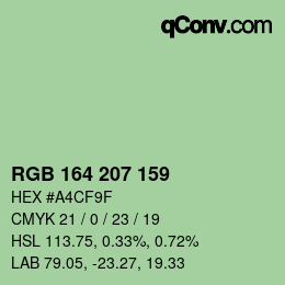 Color code: RGB 164 207 159 | qconv.com