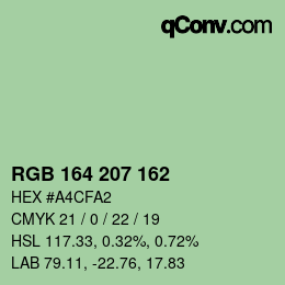 カラーコード: RGB 164 207 162 | qconv.com