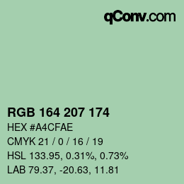 Color code: RGB 164 207 174 | qconv.com