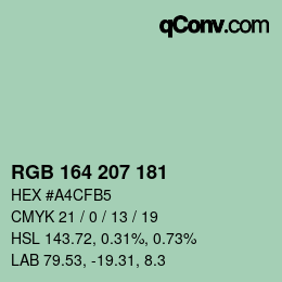 Color code: RGB 164 207 181 | qconv.com