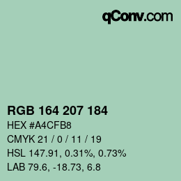 Color code: RGB 164 207 184 | qconv.com