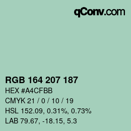 Color code: RGB 164 207 187 | qconv.com